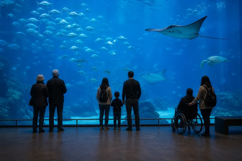 Observación en un gran acuario