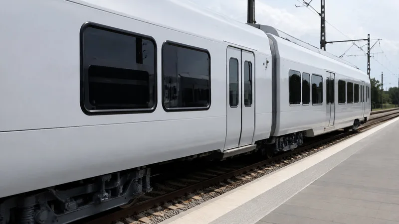 Tren de cercanías moderno detenido junto a un andén